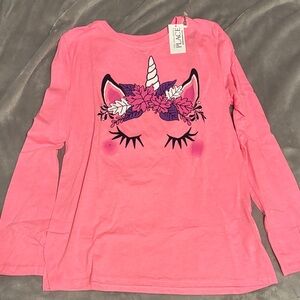 The Children's Place Pink Floral Unicorn Long Sleeve Tee